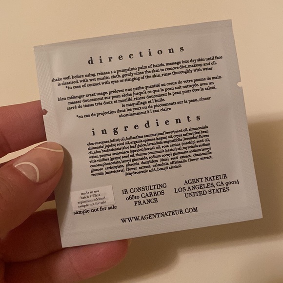 NWT Agent Nateur Holi (Cleanse) Cleansing Face Oil Sample 3ml .06 Oz - Picture 2 of 2